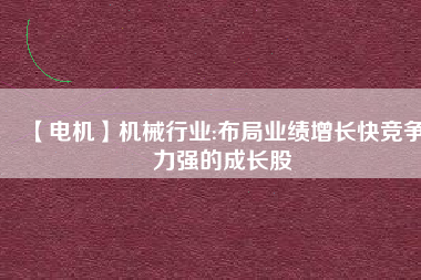 【電機(jī)】機(jī)械行業(yè):布局業(yè)績(jī)?cè)鲩L快競(jìng)爭(zhēng)力強(qiáng)的成長股
          