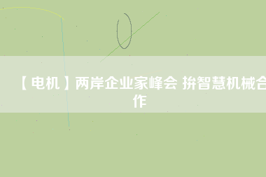 【電機】兩岸企業(yè)家峰會 拚智慧機械合作
          