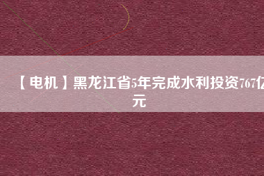 【電機(jī)】黑龍江省5年完成水利投資767億元
          