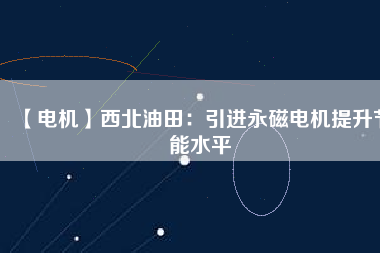 【電機(jī)】西北油田：引進(jìn)永磁電機(jī)提升節(jié)能水平
          