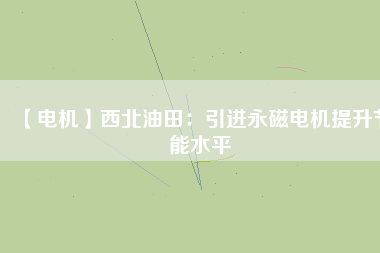 【電機(jī)】西北油田：引進(jìn)永磁電機(jī)提升節(jié)能水平
          