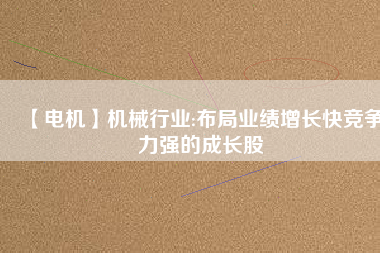 【電機(jī)】機(jī)械行業(yè):布局業(yè)績(jī)?cè)鲩L快競(jìng)爭(zhēng)力強(qiáng)的成長股
          