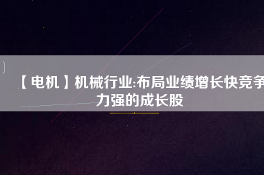 【電機(jī)】機(jī)械行業(yè):布局業(yè)績(jī)?cè)鲩L快競(jìng)爭(zhēng)力強(qiáng)的成長股
          