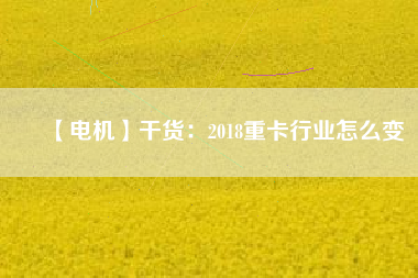 【電機】干貨：2018重卡行業(yè)怎么變
          