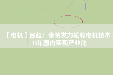 【電機】呂超：泰特發(fā)力輪轂電機技術 2018年國內(nèi)實現(xiàn)產(chǎn)業(yè)化
          