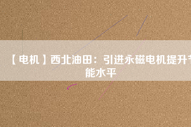 【電機(jī)】西北油田：引進(jìn)永磁電機(jī)提升節(jié)能水平
          