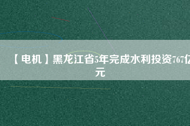 【電機(jī)】黑龍江省5年完成水利投資767億元
          