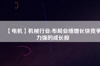 【電機(jī)】機(jī)械行業(yè):布局業(yè)績(jī)?cè)鲩L快競(jìng)爭(zhēng)力強(qiáng)的成長股
          